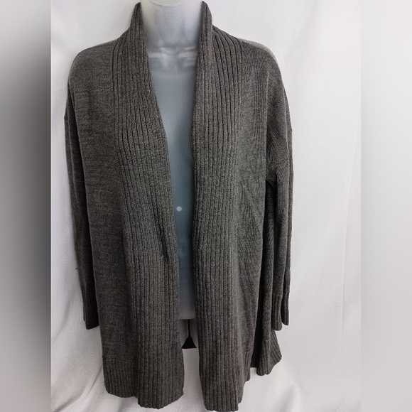 ANN TAYLOR Coatigan Office L Gray Women's Open Front Cardigan Duster Sweater - Picture 8 of 8